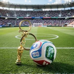 2026 Soccer Keychain Set, Hercules Cup Trophy & Match Ball Style, Must-Have Sports Fan Souvenirs & Bag Accessories