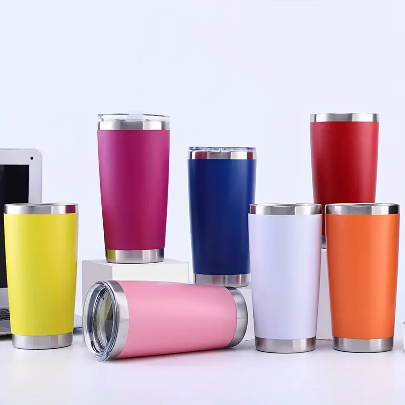 20 Oz Stainless Steel Travel Mug, Shatterproof Coffee Cup Daily Use Tumbler with Transparent Lid, Vacuum Insulated, Perfect for Hot and Cold Drinks, Thermos Cup