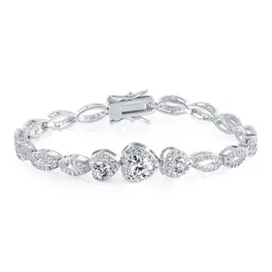 MDFUN Heart Shaped Cubic Zirconia  for Women, 18K White Golden Plated Tennis , Elegant Wedding Jewelry beautiful bracelet