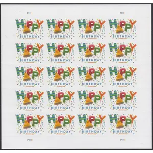 Happy Birthday Sheet of 20 Current First Class Postage Stamps 5635
