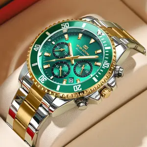 VAVAVOOM Brand New Multifunctional Chronograph Three-Eye Quartz Watch Waterproof Luminous Green Submariner Men's Watch