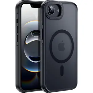 Strong Magnetic for iPhone 16E/17E Case [7X Military-Grade Protection for iPhone 16E Phone case] Compatible with fit MagSafe Shockproof Translucent Slim Thin Case for iPhone 16E/17E-6.1", Black