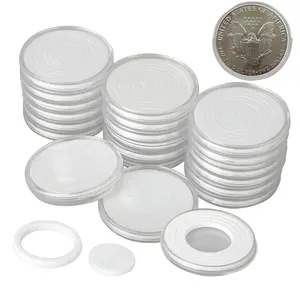 20 Sets 46mm Coin Holder Capsule Protector Collection Clear Coin Storage Box for Awards Ceremony