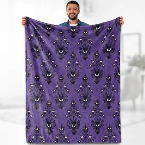 Halloween Horror Blankets Gifts - Spooky Theme Drapes Haunted House Mansion Decor Throw for Women Kids Men Adults Bedroom Soft Fuzzy Fleece Cozy Plush Bed Couch Lightweight Blankets 50"inx60"in