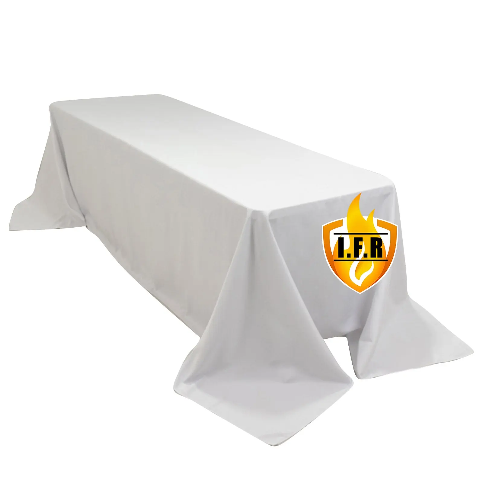 White Fire Retardant Fireproof Premium Polyester Rectangular Tablecloth - 90"x156" Seamless Durable Heavy-Duty High-Performance Stylish Table Cover for Large Outdoor Furniture Gatherings, Durable Tablecloths
