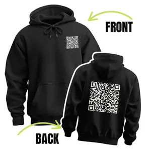 Funny FU QR Code Hoodie, Classic Parody Design, Autumn/Winter Hooded Sweatshirt