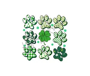 Paw Prints St Paddy's Day St Patrick Patty Paddy • T-shirt Tee Shirt Comfortable Unisex Top Casual Graphic Sublimation Clovers Dog Cat