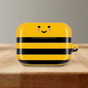 Bee Stripe AirPods Case for AirPods 1 2 3 4, AirPods Pro 1 2 3, Bumblebee Pattern Protective Earbuds Cover with Carabiner