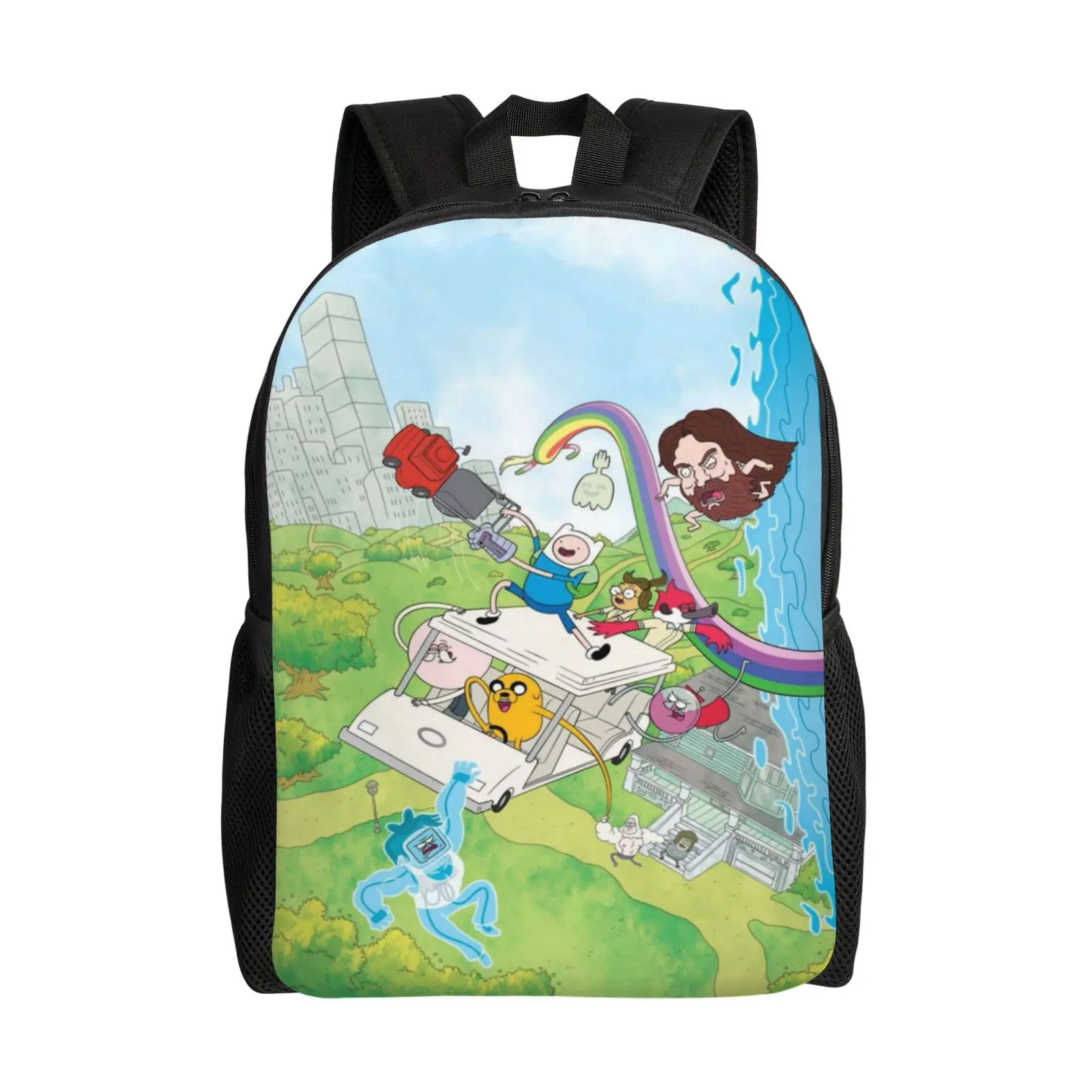 Unisex Minimalist Regular Show Water-Repellent Backpack - 17in No Wheels Laptop Bag with Padded Strap, Zip, Back to School Haul, Campus Use for Students - Daily Classes, Office Commute, College
