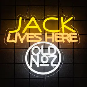Jack Lives Here Neon Sign Beer -Themed Neon Wall Decor LED Men's Only Space Door Sign Beer Bar Western-Themed Decor Led Neon Signs