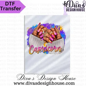 Capricorn Zodiac Nails Ready to Press DTF (Direct to Film) Transfers for Personalized Apparel