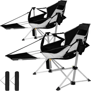 SUNSPIRE Oversized Hammock Chair with Footrest 2-Pack, Heavy Duty Portable Folding Rocking Camp Chair with Cup Holder Pillow for Outdoor Beach Sports Fishing