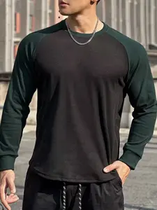 Men's Fashion Colorblock Fleece Sweatshirt, Soft Skin-Friendly Fabric, Casual Street Style, Perfect for Daily Wear & Trendy