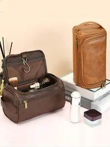 Men's Travel Toiletry Bag, Travel Essentials Bag, Lightweight Dual-Layer Synthetic Leather Set, Ideal Gift for Best Man & Father's Day, Durable Organizer Kit