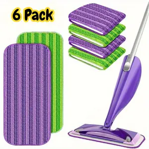6pcs Reusable Mop Pads(Only mop pads), Wet Jet Pad Refills for Swiffer Mop, Microfiber Replacement Pads for Hardwood Floor Cleaning, Dry Wet Mopping Cloths for 12" Wet Jet Refill
