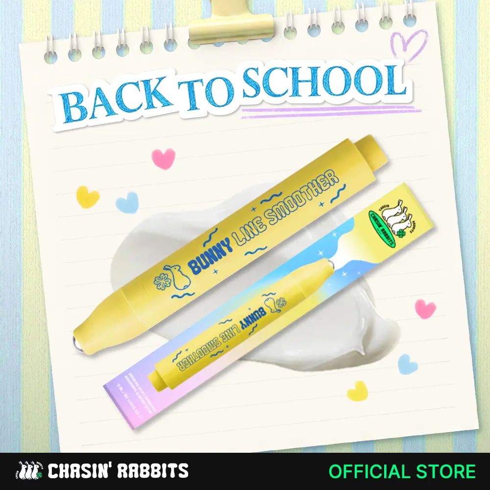 CHASIN' RABBITS Bunny Line Smoother Eye Cream Roller, 0.5 Fl Oz, Eye Serum with Surgical Steel Cooling Stick, Under Eye, Vegan, Korean Skincare Eye Health Products