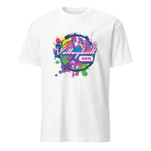 Volleyball Mom Tee - Casual Fitted Short Sleeve Crew Neck T-Shirt for Women - 100% Ring-Spun Cotton & Polyester Blend - Summer Wear