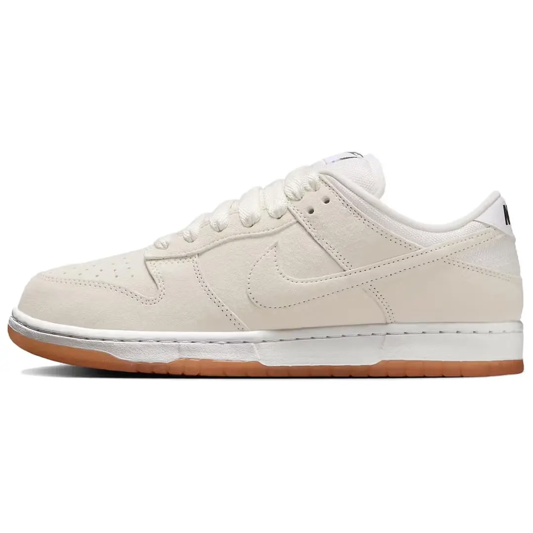 Nike Dunk Low SB Pro B 'Pale Ivory' Low Top Sneakers, White Leather Skateboarding Shoes for Street Style, Casual Wear