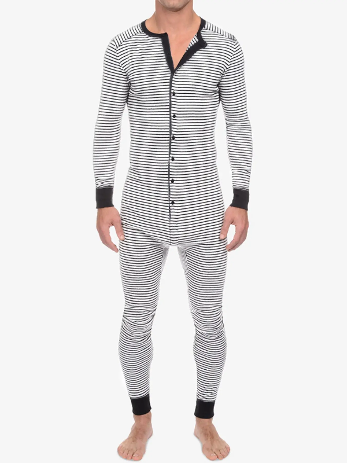 Striped One-Piece Tight-Fit Sleepwear, Long Sleeve Autumn Winter New Home Wear, Comfortable and Stylish Lounge, Loungewear