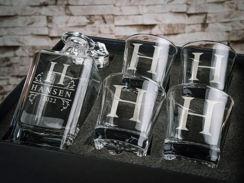 Decanter Set Personalized, Personalized Barware Gifts for Him, Wedding Gifts for Couples, Anniversary Gift for Men, Fathers Day Gift