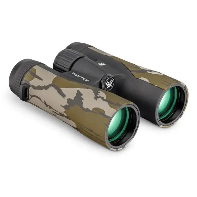 Vortex Crossfire HD 10x42 Waterproof Hunting Binocular with Rubber Armor, Ergonomic Open Hinge in Mossy Oak Bottomland Camouflage, Practical Hunters, Compact
