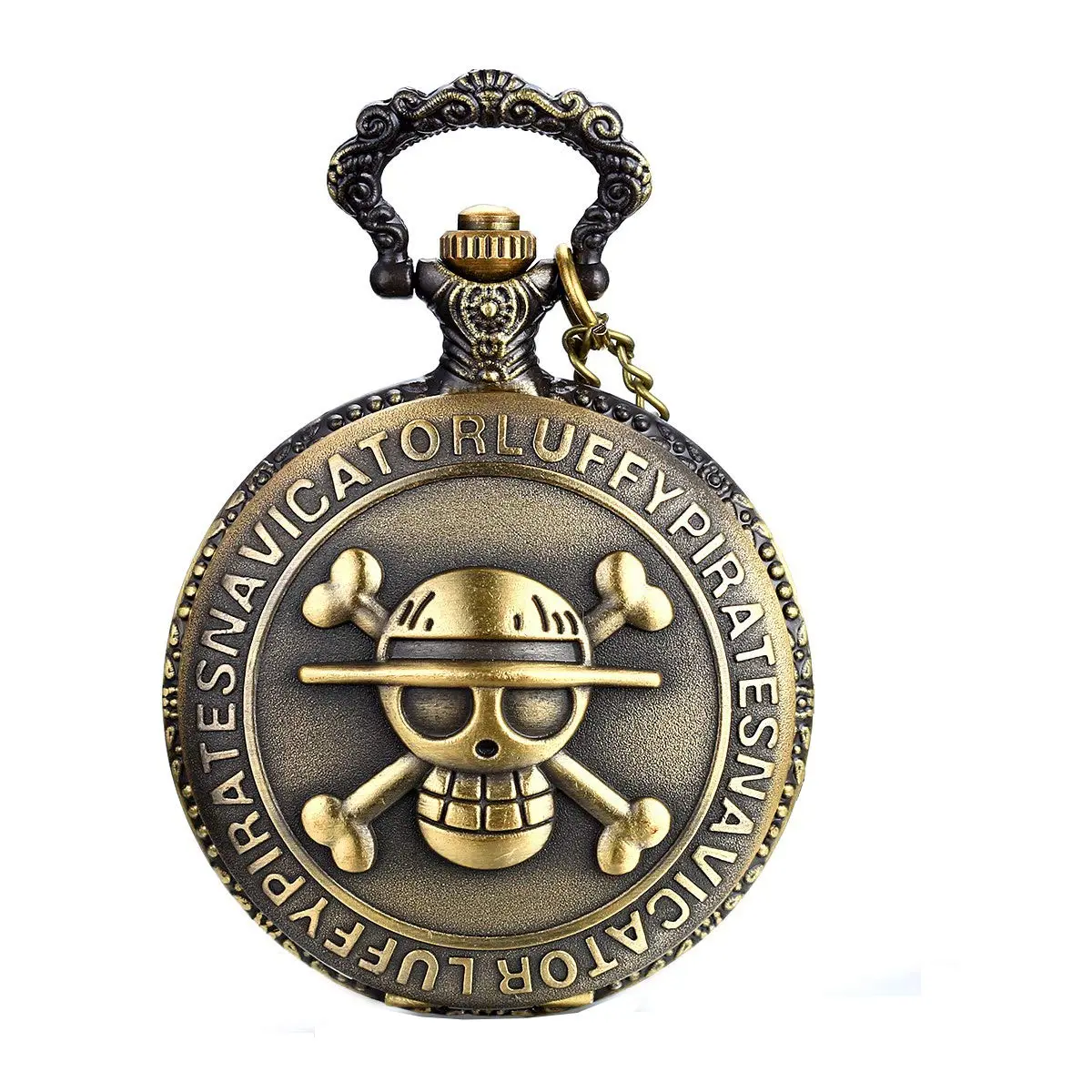 OIDEA One Piece Pocket Watch Antique Bronze Anime Skull Style Quartz Watch Necklace with 31.5 Inch Chain for Men Women, Durable Watch, Quartz Analog Watch, Casual Round Dial, Men's Accessories summerwins,summerwins