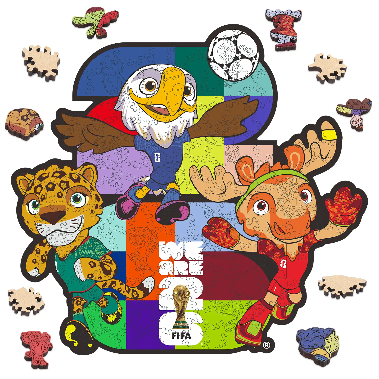 FIFA World Cup 2026 Wood Puzzle, 26-Piece Wooden Host Cities Mosaic Toy for Puzzle Enthusiasts, Wood Puzzles