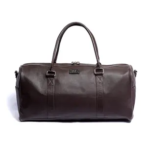 Brown Milt Leather Duffle Bag – Handmade Genuine Leather Travel & Gym Bag, Spacious Weekender for Men & Women, Carry-On Approved