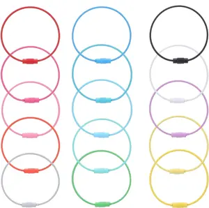 Valentine's Day 15Pack Stainless Steel Wire Keychain Cables Flexible Loops for Luggage Tags, Large Keys, and Colored Key Rings