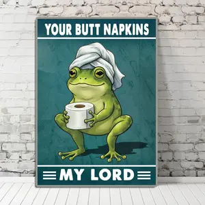 Funny Frog Bathroom Poster – Your Butt Napkins My Lord Poster