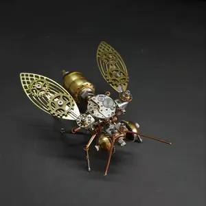 3D Puzzle of Steampunk Mechanical Bees Craft Kit for Golden Metal Insect Model Creative Gift for Boys