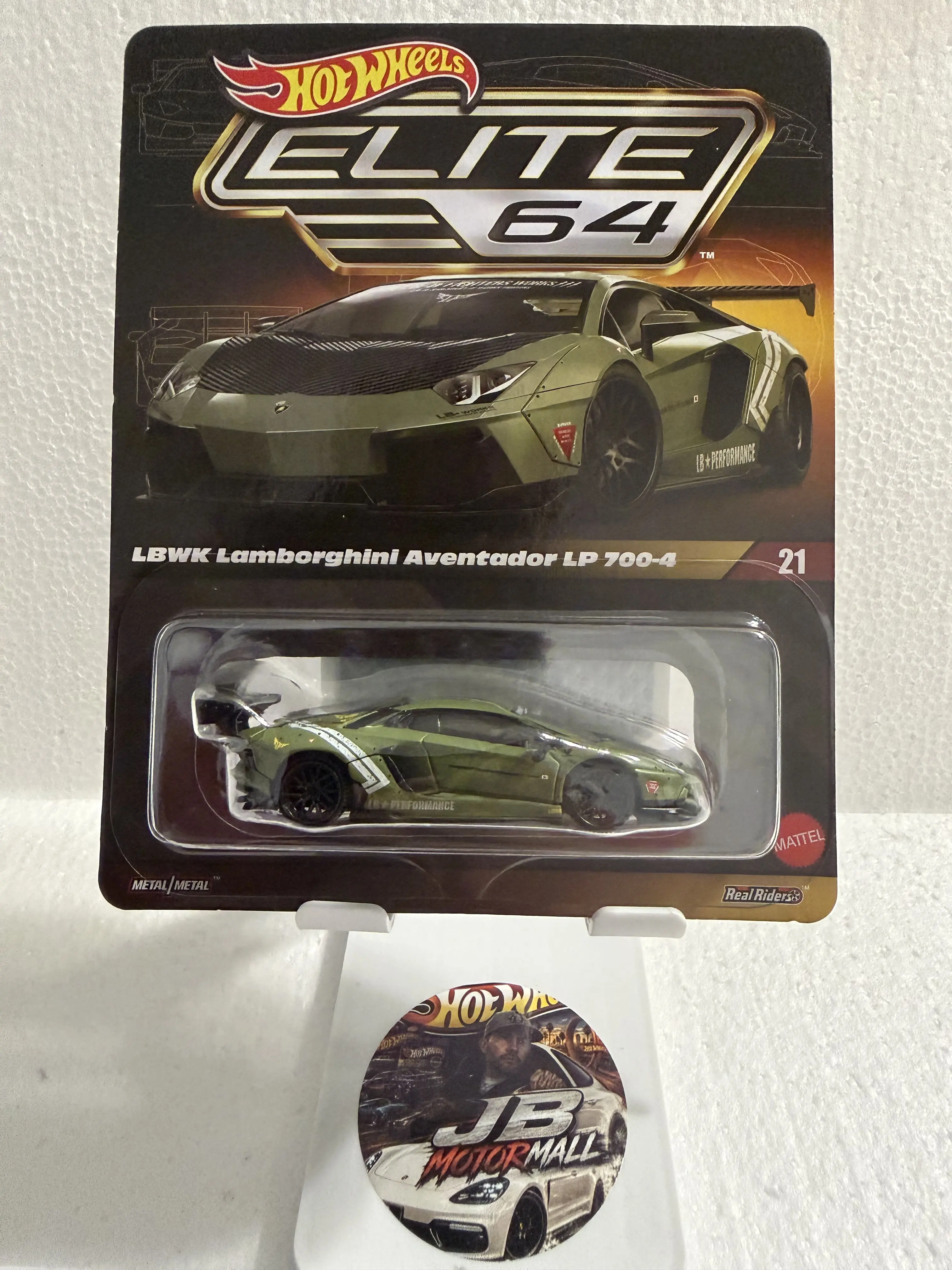 Elite 64 series die-cast car featuring a matte military green LBWK Lamborghini Aventador LP 700-4