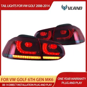 10-14 Mk6 Hatchback Vland LED Euro Tail Lights With Amber Sequential Turn Signal