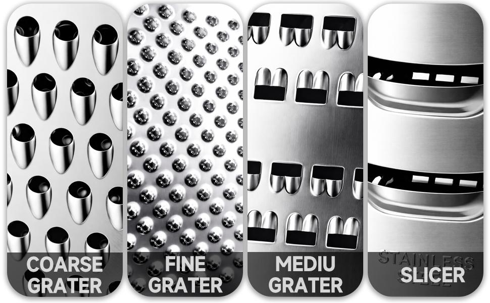 Cheese Grater, 4-Sided Mini Box Grater, Stainless Steel | For cheese, Parmesan & vegetables, compact 4-sided design, dishwasher safe for easy cleaning