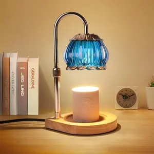 Gr8Gardens Candle Warmer Lamp with Timer Dimmable Candle Warmer Lantern Light Electric Glass Shade Jar Candle Warming Holders for Warming House Warming Decoration Gift for WomenBlue
