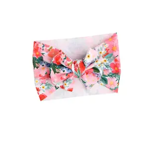 Eliana HEADWRAP for Babies - Soft Easter Floral Bullet Fabric with Pre Tied Bow - Fits Ages 6 Months and Up - Perfect Baby Accessory