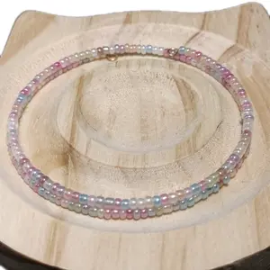 Memory Wire Multi Colored Seed Bead Bracelet for Women