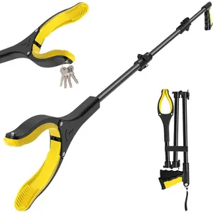 44 Inch Extra Long Grabber Reacher Tool,Foldable Trash Pick Up Stick for Seniors with Strong Magnetic,360°Rotating Anti-Slip Jaw 4" Wide Claw Opening,Hand Grabber for Reaching