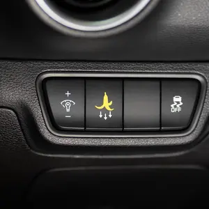 Fits Kia, Banana blank button decal for Forte and others. Medium sized, empty button decals, EVdecals, Everything Vinyl