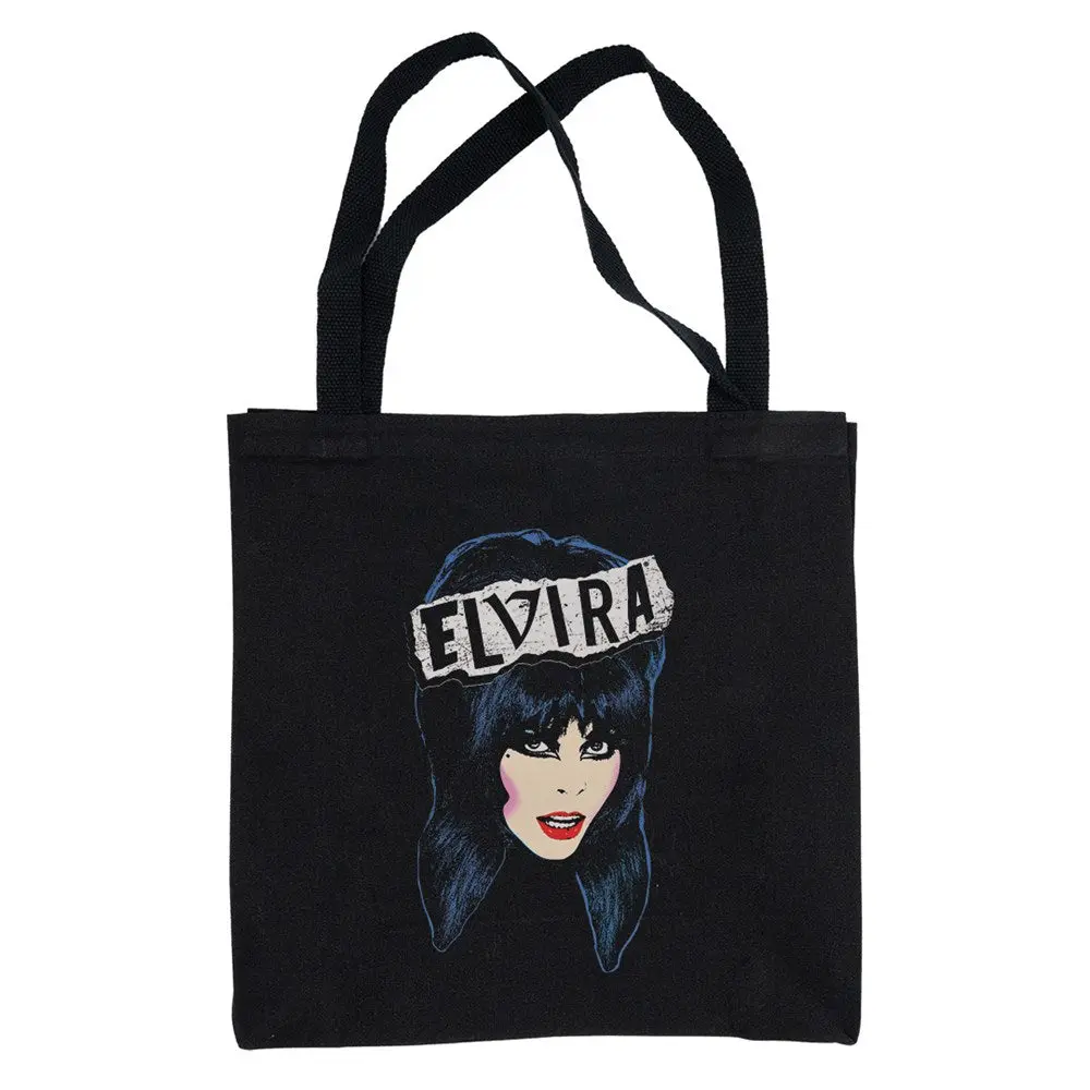 Elvira Punk Pop Art Black Durable Reusable Canvas Tote Bag