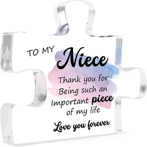Niece Gifts from Auntie Best Christmas Birthday Gift Ideas Valentines Day Gifts for Niece Puzzle Shaped Acrylic Block Plaque Unique Graduation Mothers Day Presents Stocking Stuffers for Teen Girls