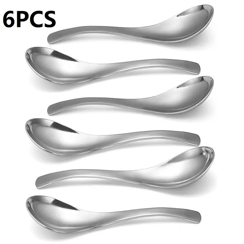 4/6pcs High-Quality Soup Spoons Set, Premium 304 Stainless Steel, Dishwasher Safe, Perfect for Father's Day, Mother's Day, Birthday Gifts