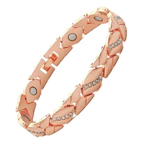 Romantic leaf-shaped magnetic energy bracelet inlaid with diamonds, made from premium eco-friendly alloy with exquisite full diamond inlay. Adjustable, versatile women's bracelet—an ideal gift choice. Perfect for Valentine’s Day, best friend gifts, and co