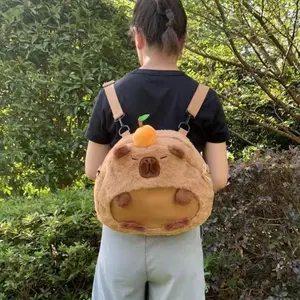 Capybara Plush Backpack Kawaii Fashion Plushie Doll Fur Pendant Children's Shoulder Bag Mini Knapsack Bags Gifts For Girlfriend