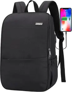 MAXTOP Deep Storage Laptop Backpack with USB Charging Port[Water Resistant] College Computer Bookbag Fits 15 Inch Laptop Black
