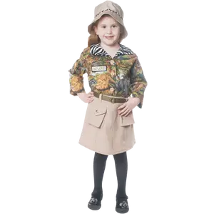 Dutch Safari Girl Costume Dress For Kids - Jungle Explorer Outfit with Pocketed Shirt, Skirt, Belt & Hat - Perfect for Halloween, Pretend Play Fun, Fantasy Theme Party & Cosplay