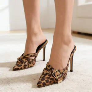 Kitten Heels for Women Closed Toe Heels Vintage Heeled Mules Sexy Pointy Studded Slip on Stiletto Dressy Pumps high sandal party wide feet