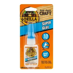 Gorilla Clear Super Glue, 15 Gram Bottle - Heavy Duty, Impact Tough Formula for Strong Adhesion