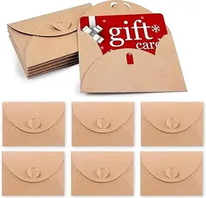 100PCS Mini Gift Card Envelopes, 4 x 2.8 Inch Gift Card Holders with Heart Clasp, for Wedding, Birthday, Valentine's Day, Business Cards