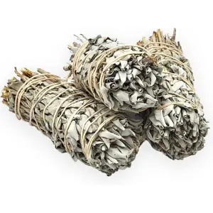 (Pack of 3)- Yerbero - Premium 5 Inches Long California White Sage |Super Thick 2 Inches Width | 3 Hand Tied Wands - Smudging Kit for Home Cleansing, Meditation, Relaxation, Peace, Love, Purifying.